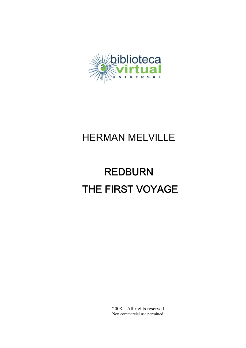 Herman Melville Redburn the First Voyage