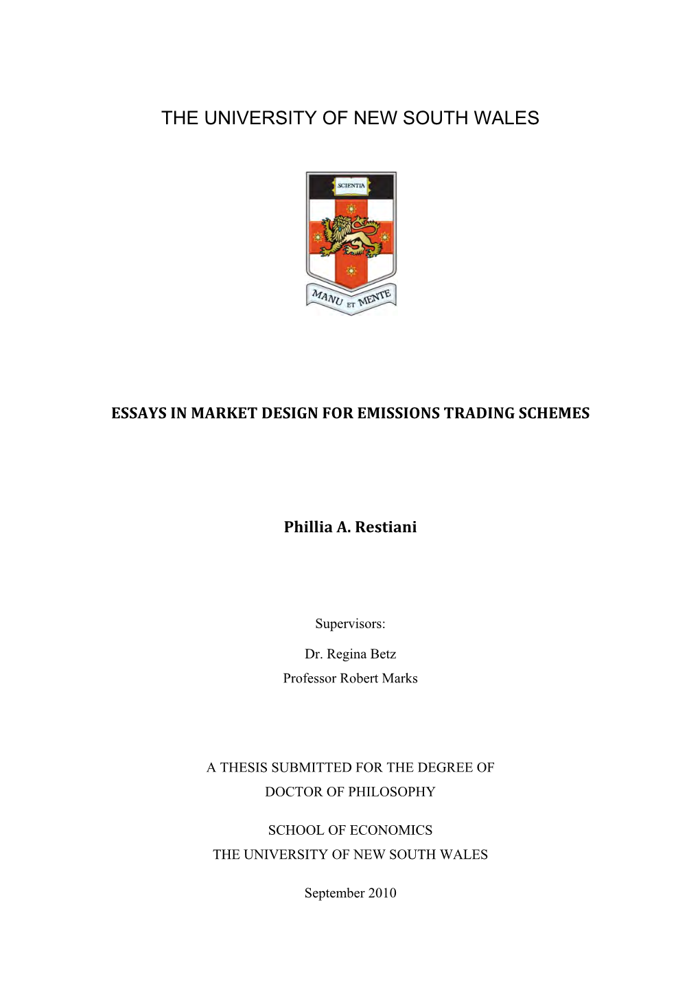 Essays in Market Design for Emissions Trading Schemes