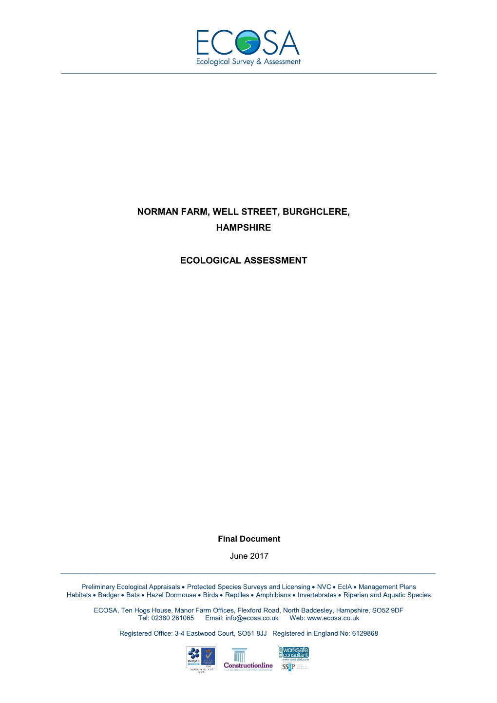 Norman Farm Burghclere Preliminary Ecological Appraisal Report DRAFT