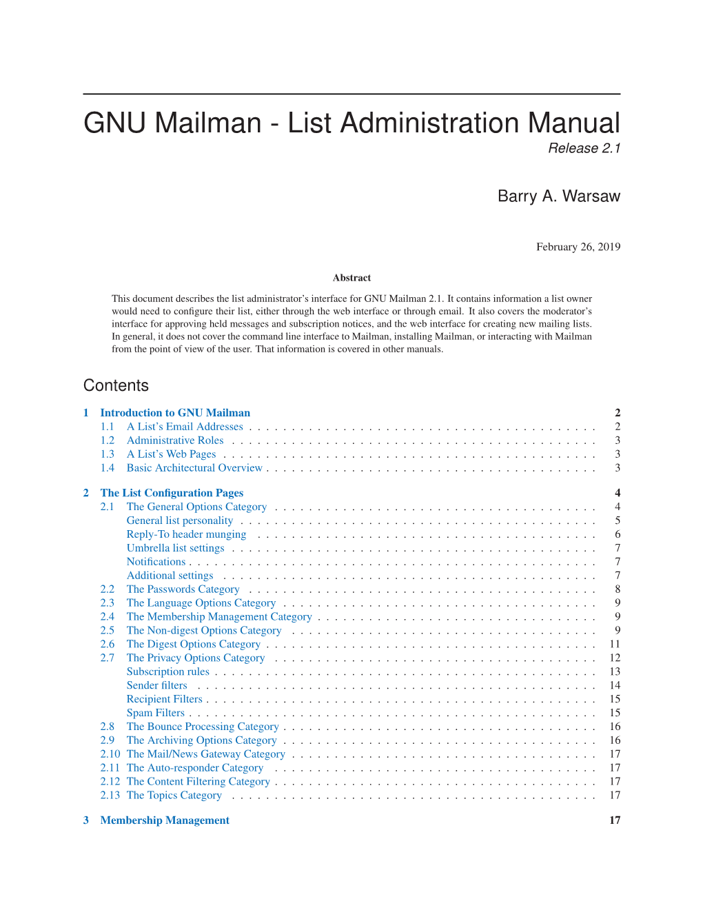 GNU Mailman - List Administration Manual Release 2.1