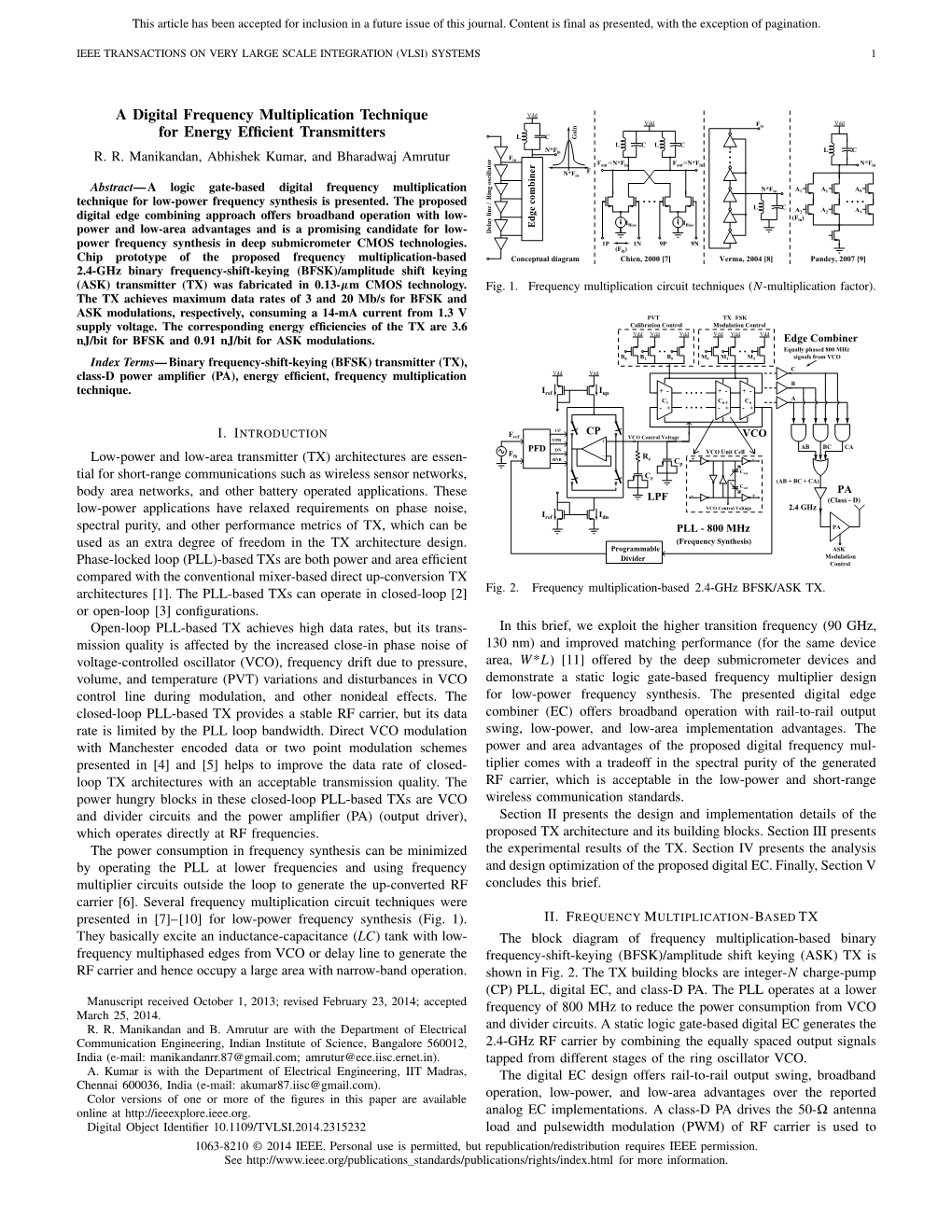 A Digital Frequency Multiplication Technique for Energy Efficient