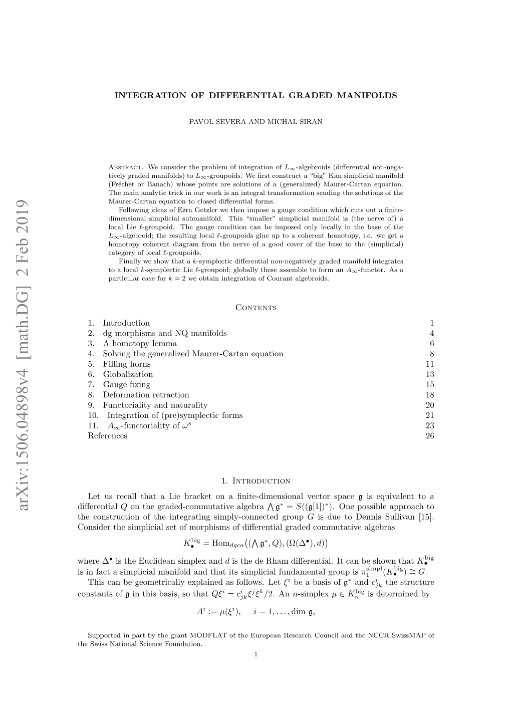 Integration of Differential Graded Manifolds