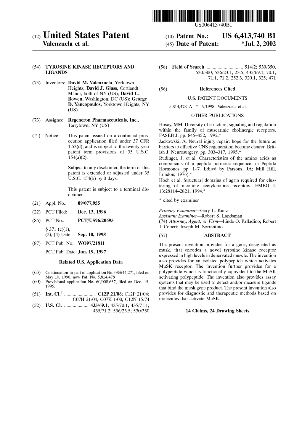 (12) United States Patent (10) Patent No.: US 6,413,740 B1 Valenzuela Et Al