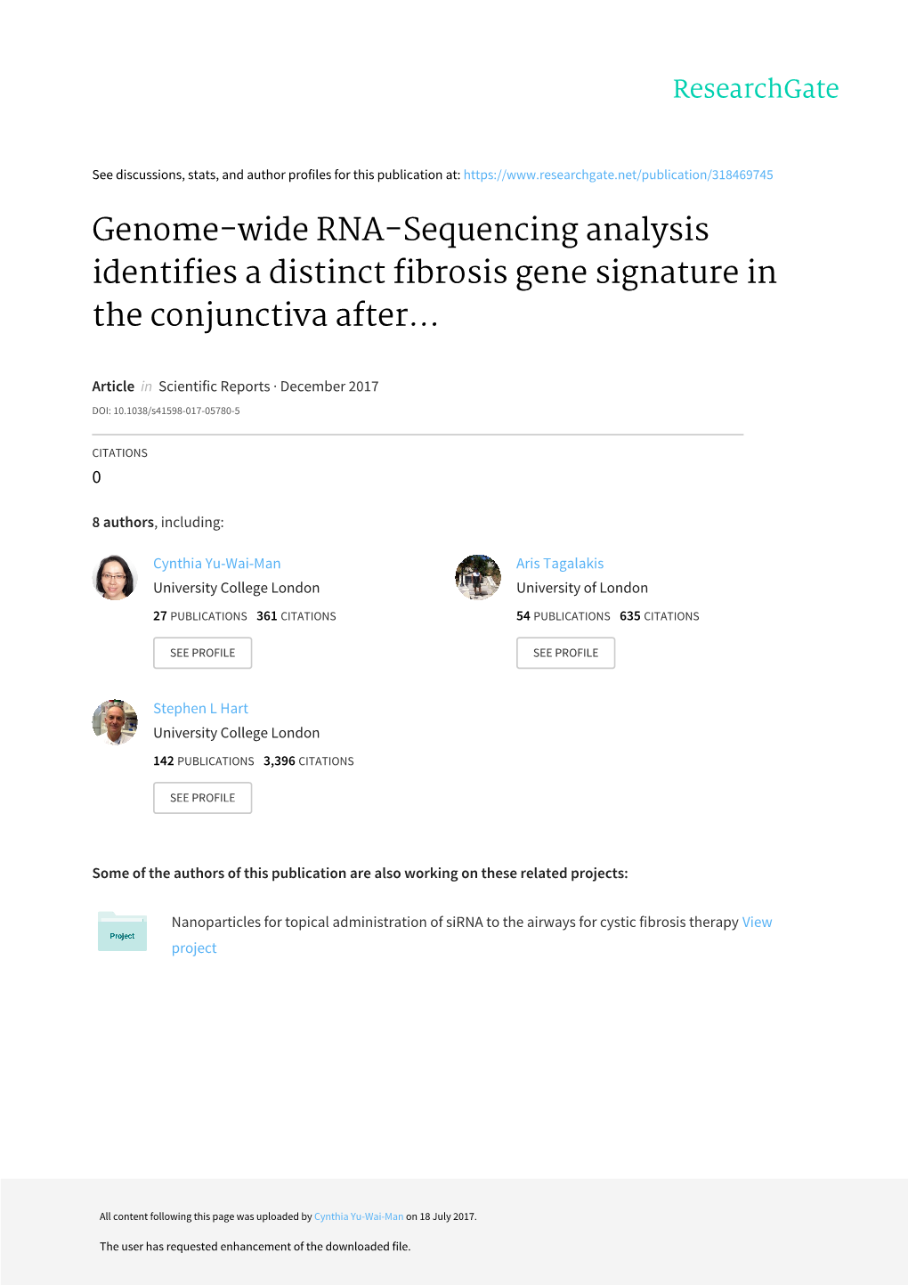 Genome-Wide RNA-Sequencing Analysis Identifies a Distinct Fibrosis Gene Signature in the Conjunctiva After