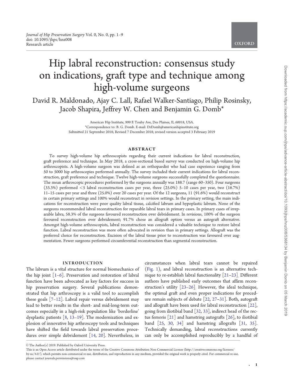 Hip Labral Reconstruction