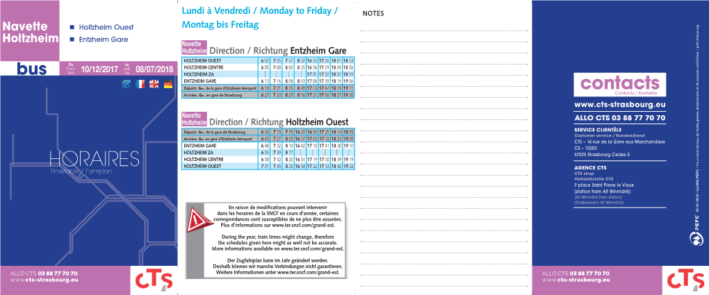 HORAIRES Contacts