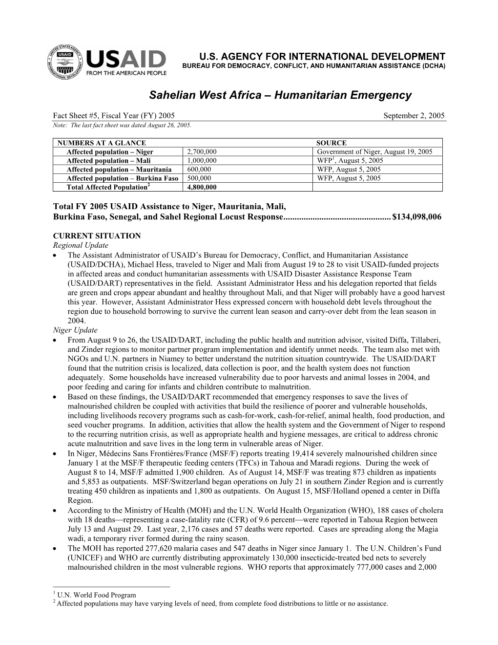 Sahelian West Africa – Humanitarian Emergency