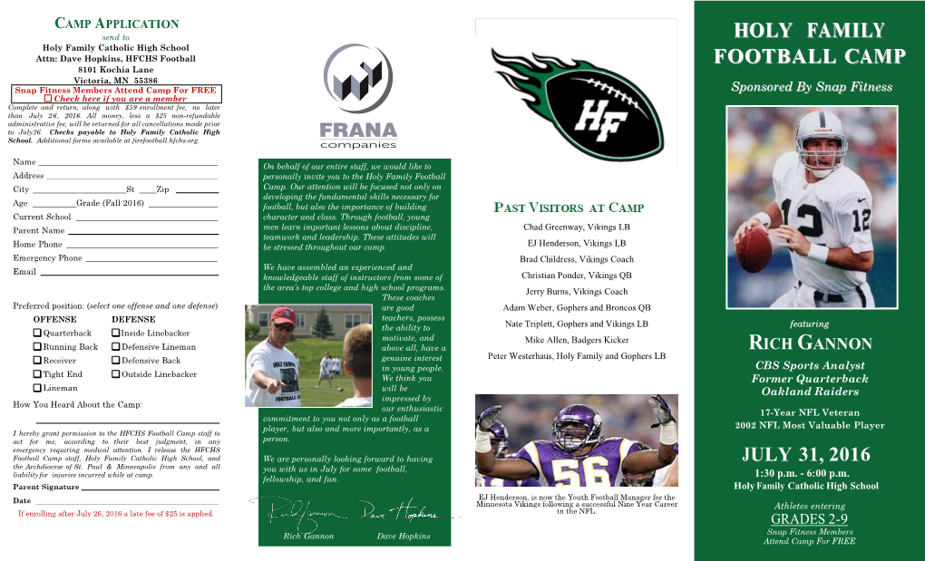 Football Camp Brochure 2011