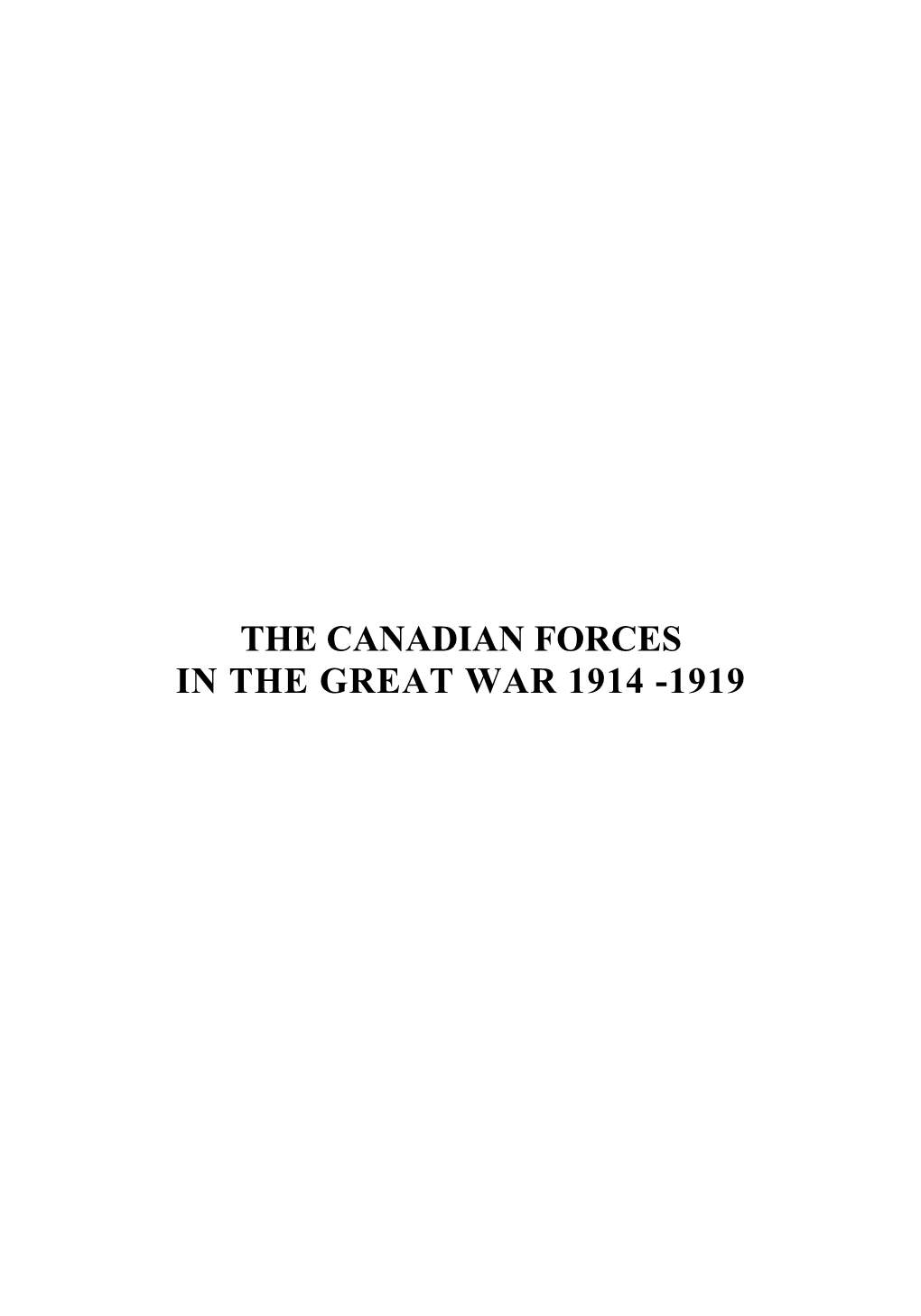 Official History of the Canadian Forces in the Great War, 1914-1919, Vol I