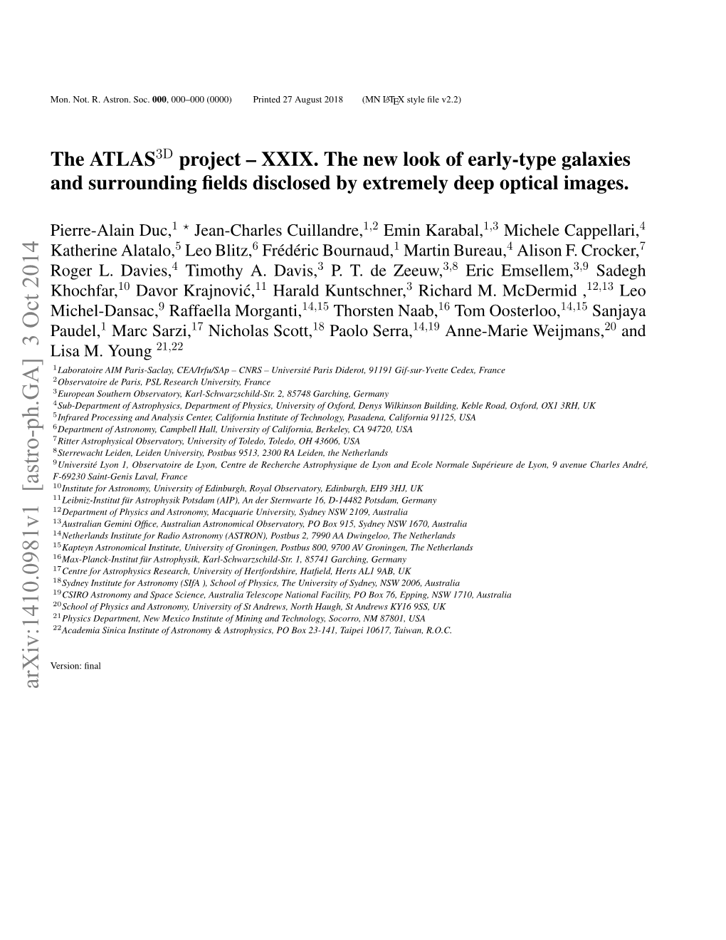 Arxiv:1410.0981V1 [Astro-Ph.GA] 3 Oct 2014