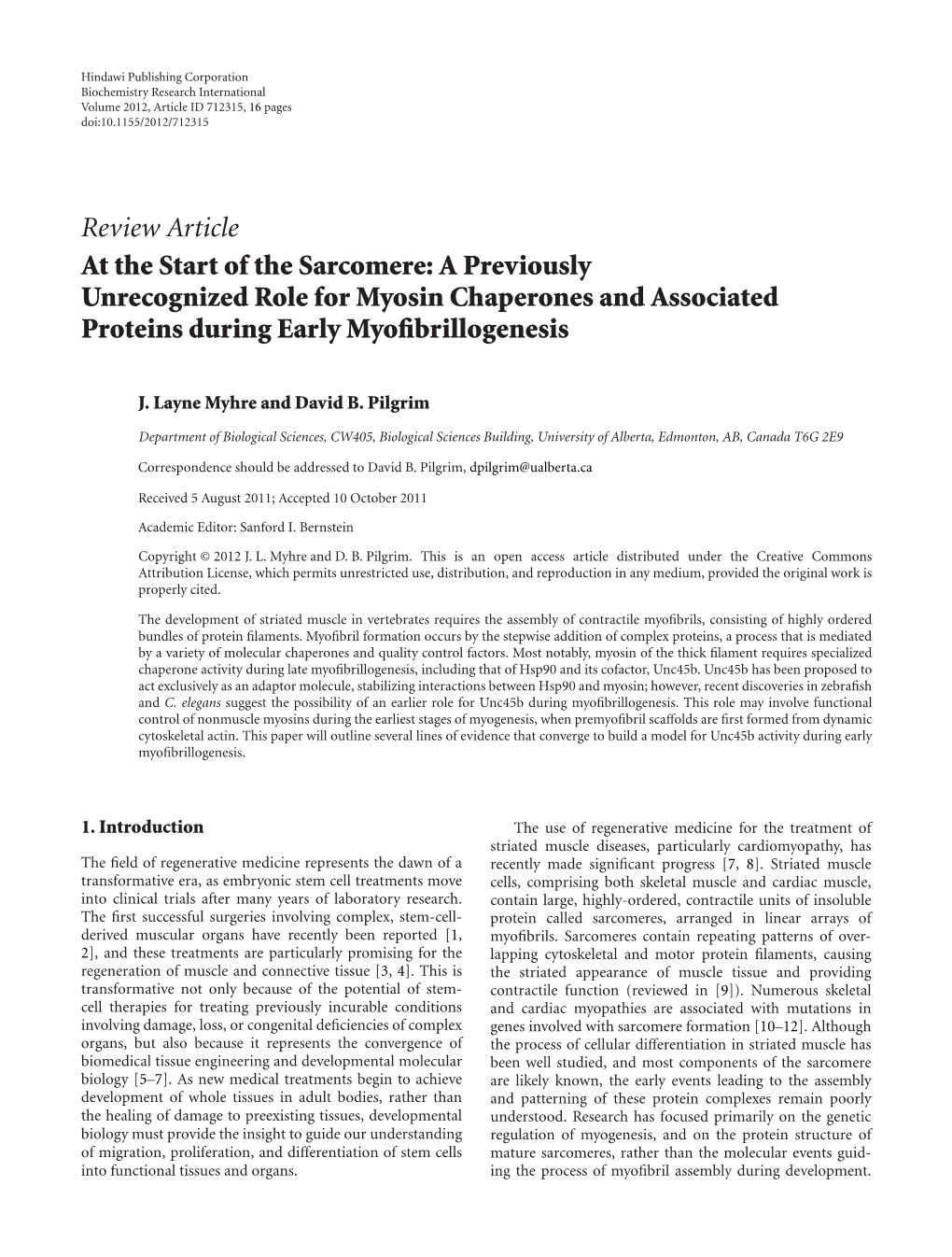 At the Start of the Sarcomere: a Previously Unrecognized Role for Myosin Chaperones and Associated Proteins During Early Myoﬁbrillogenesis