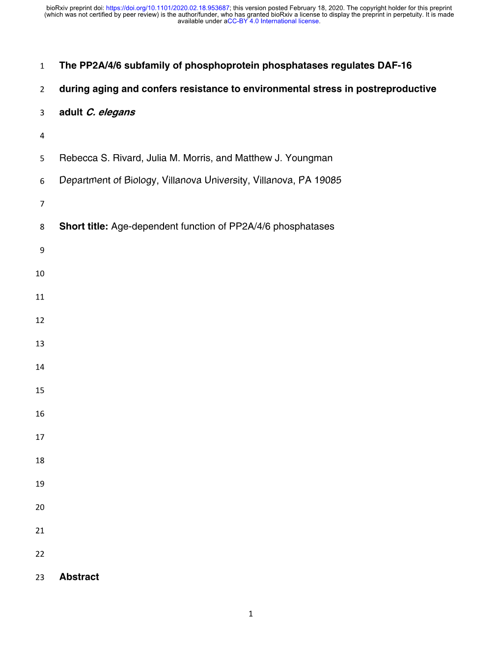 The PP2A/4/6 Subfamily of Phosphoprotein Phosphatases Regulates DAF-16