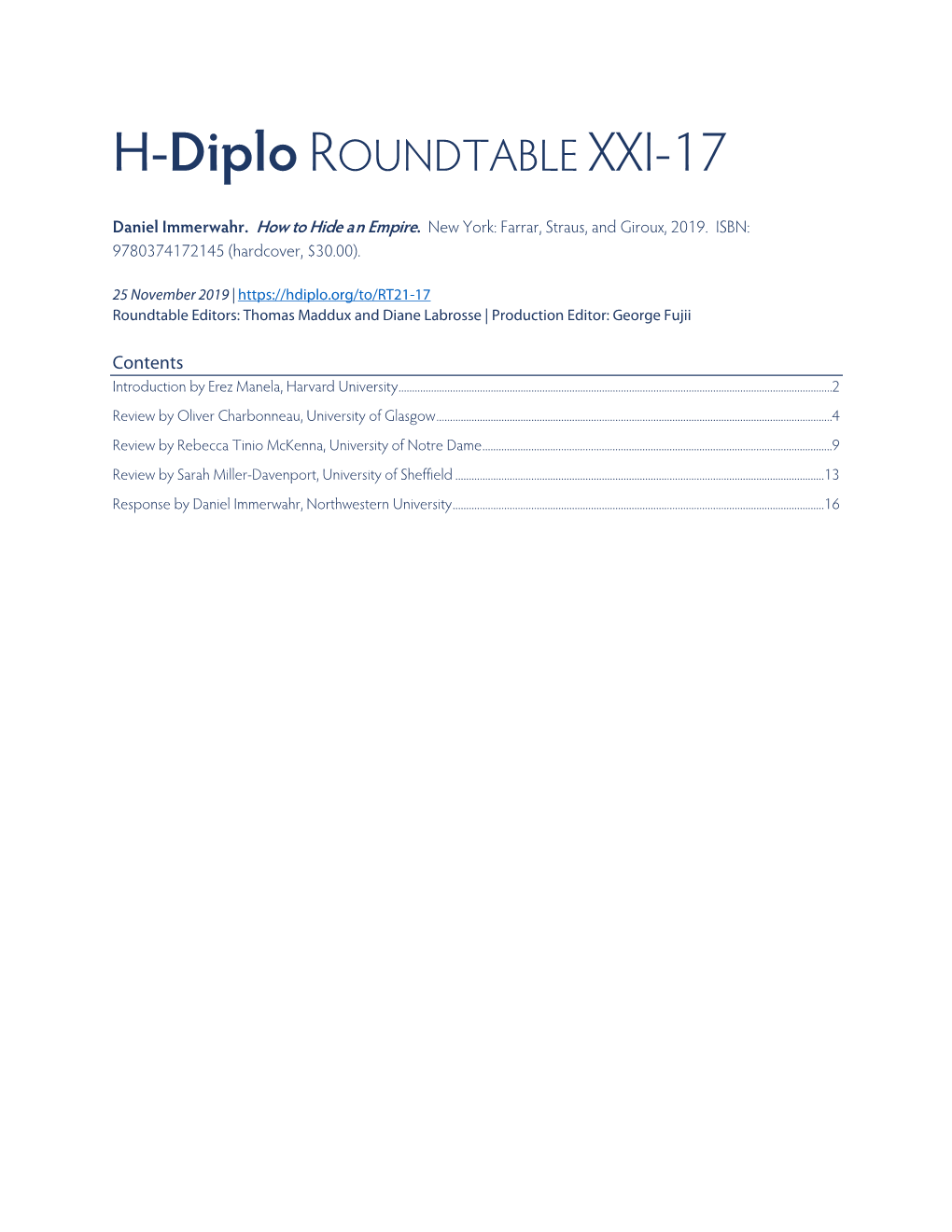 H-Diplo ROUNDTABLE XXI-17