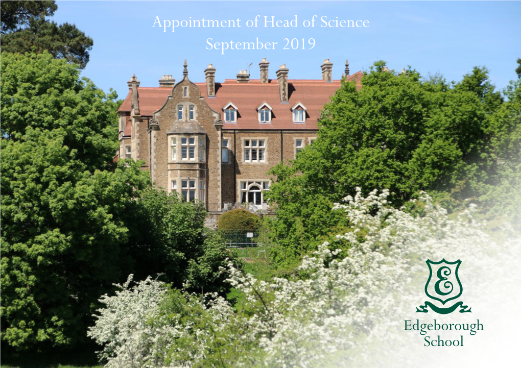 Appointment of Head of Science September 2019