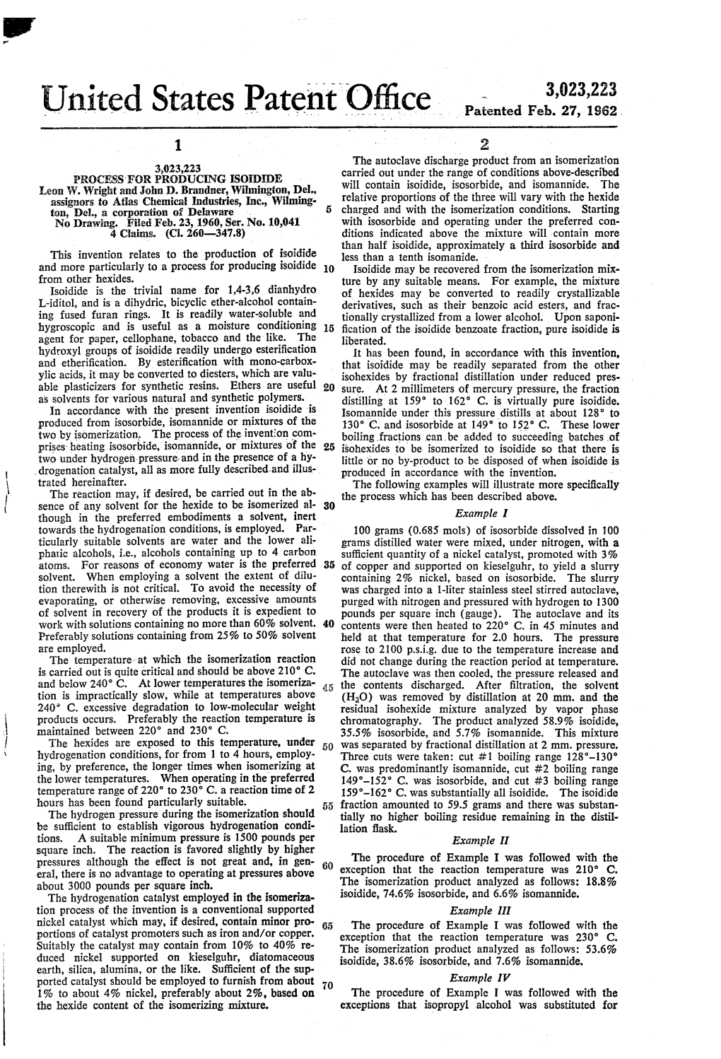 United States Patent Office Patented Feb