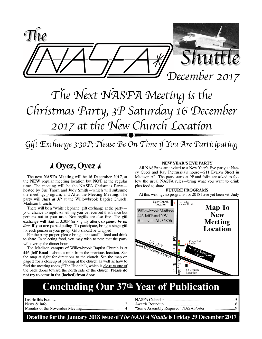 December 2017 NASFA Shuttle