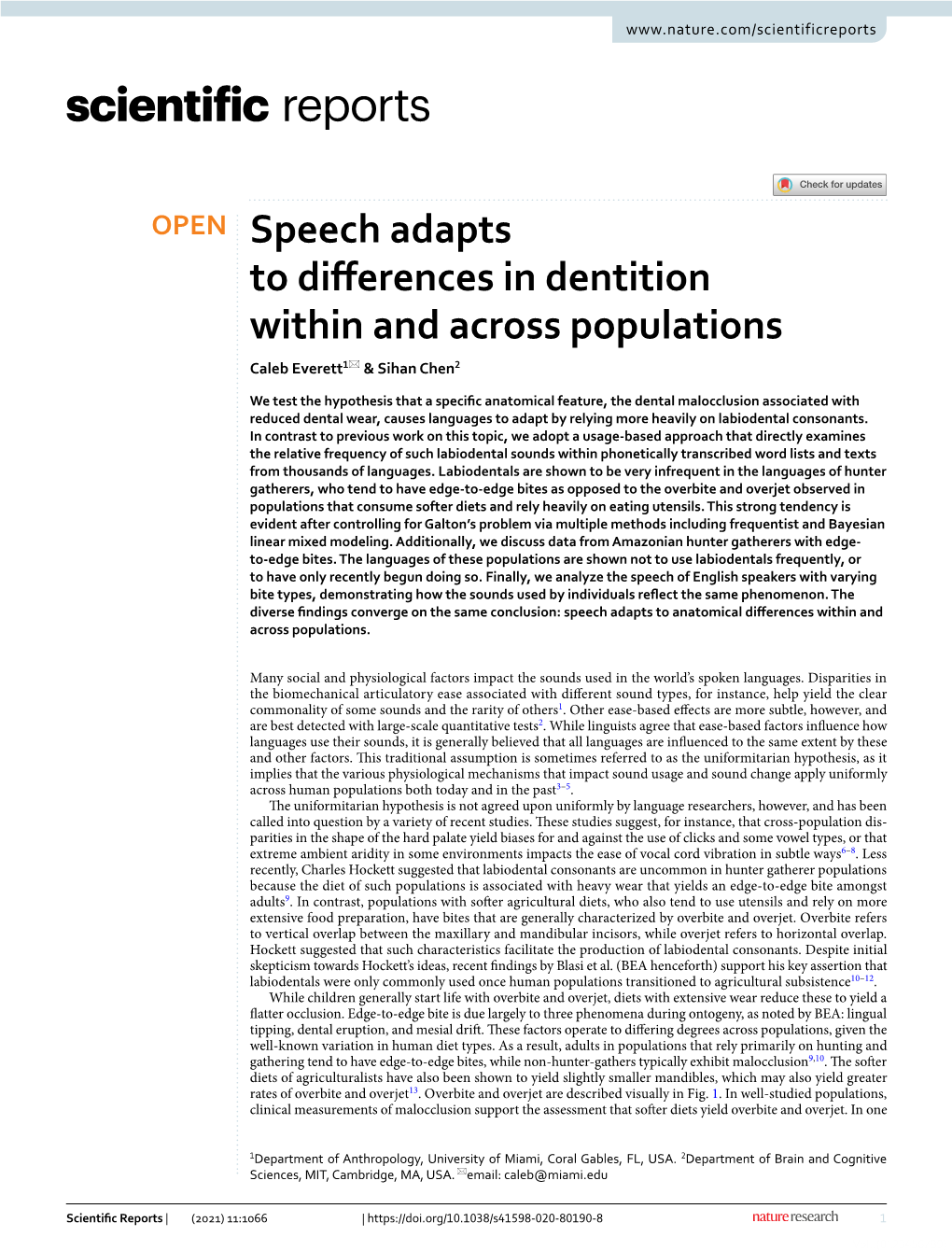 Speech Adapts to Differences in Dentition Within and Across