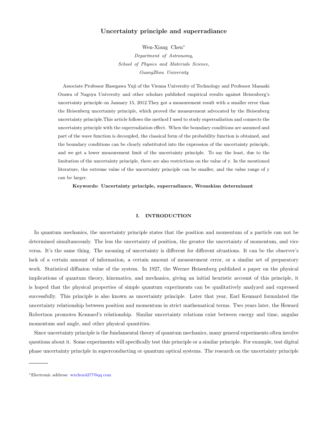 Uncertainty Principle and Superradiance