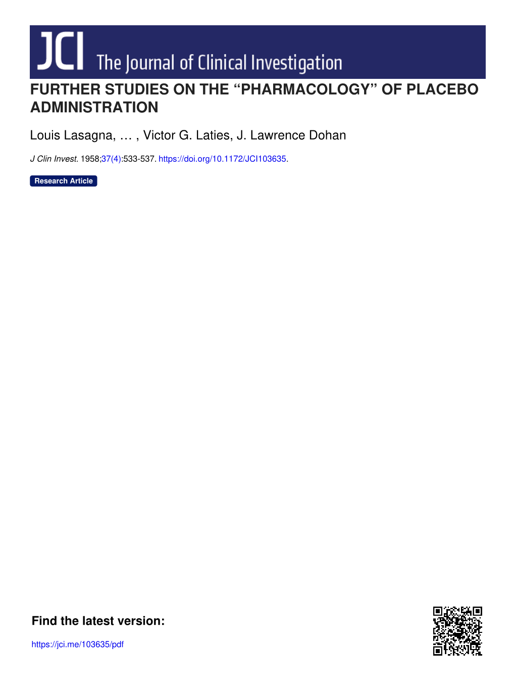 Pharmacology” of Placebo Administration
