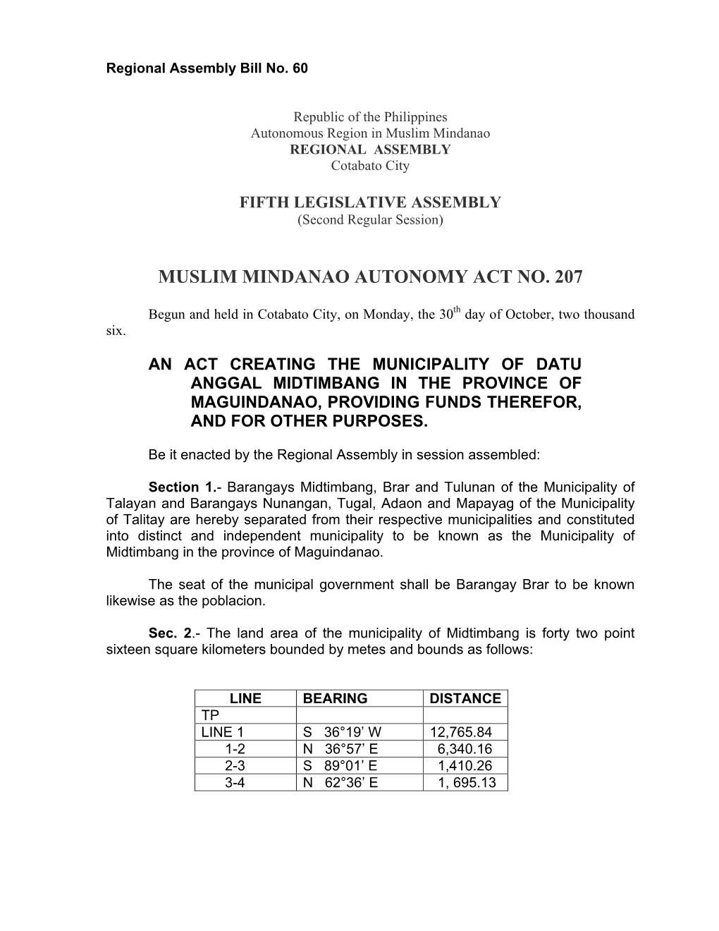 Muslim Mindanao Autonomy Act No. 207