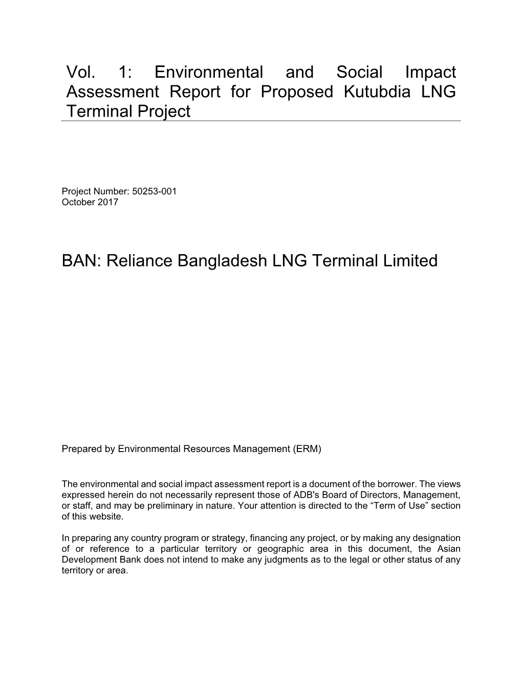 RBLTL Kutubdia LNG ESIA 30 Oct 2017 Draft Final V1