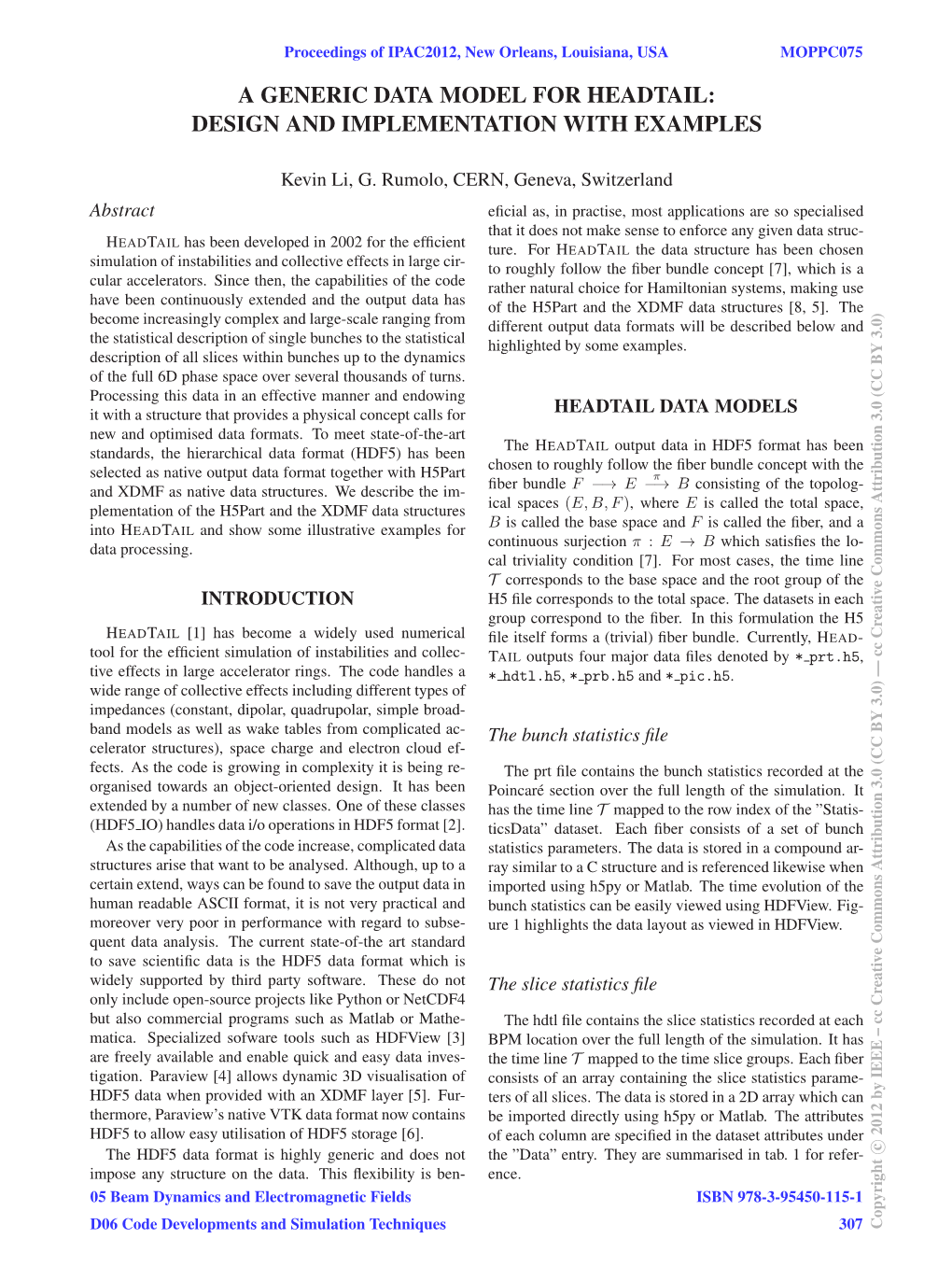 Moppc075 a Generic Data Model for Headtail: Design and Implementation with Examples