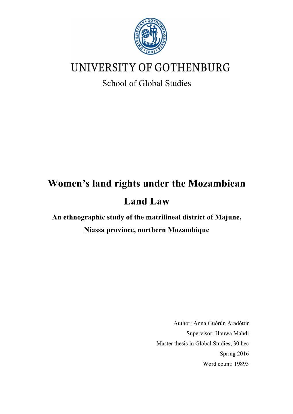 Women's Land Rights Under the Mozambican Land