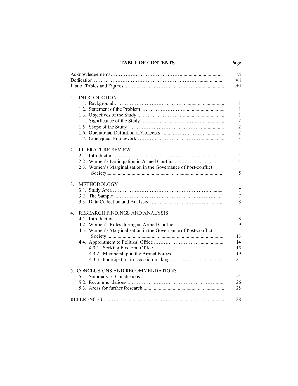 TABLE of CONTENTS Page