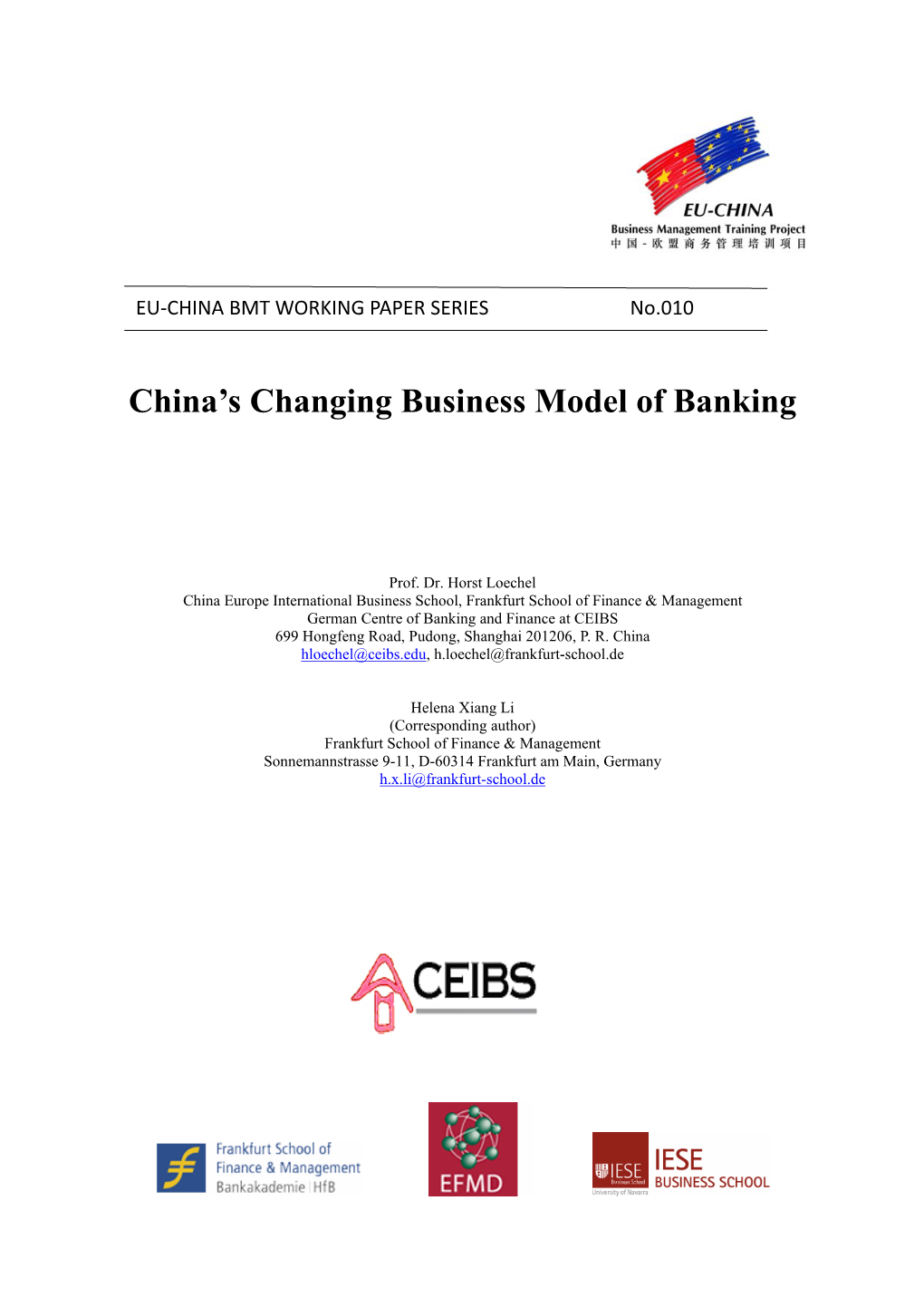 China's Changing Business Model of Banking