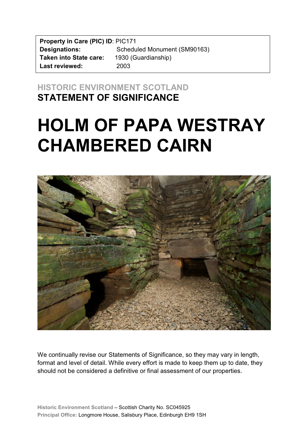 Holm of Papa Westray Chambered Cairn