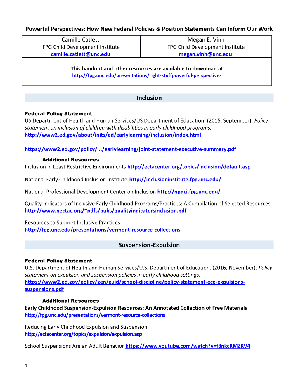 Powerful Perspectives: How New Federal Policies & Position Statements Can Inform Our Work