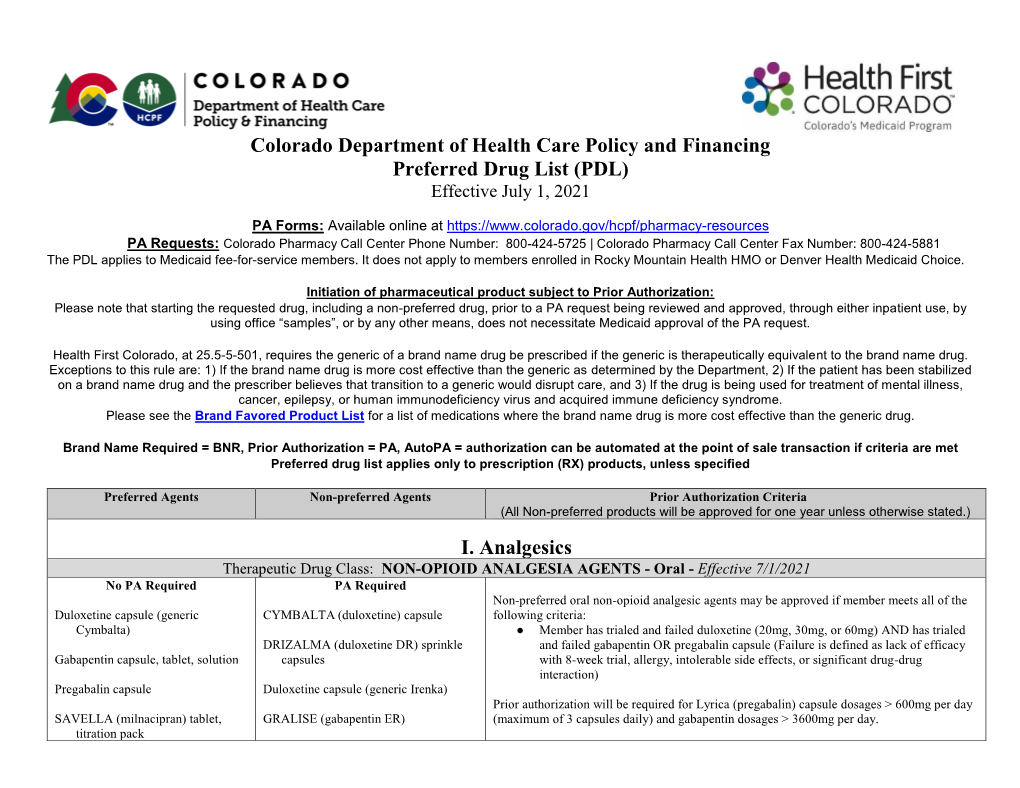 Preferred Drug List July 1, 2021