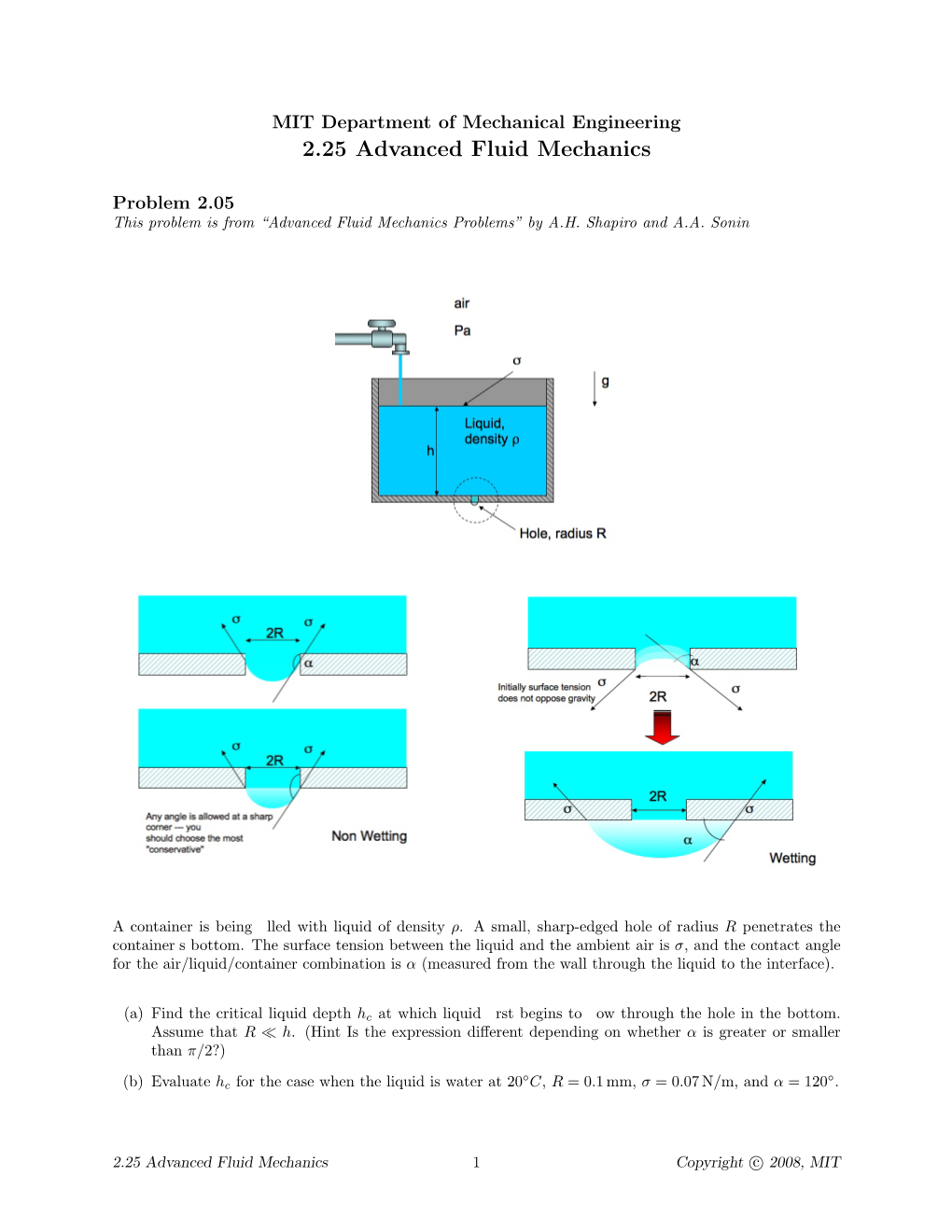 2.25 Advanced Fluid Mechanics Problem 2.05