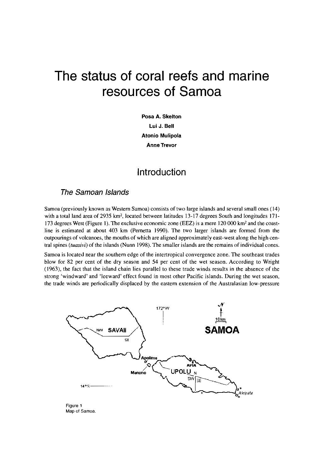 The Status of Coral Reefs and Marine Resources of Samoa