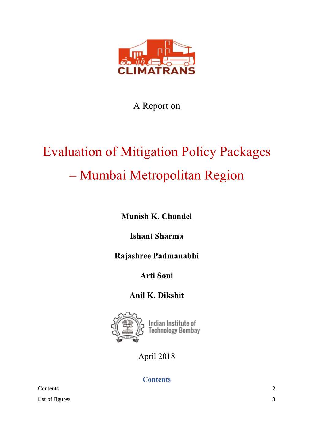 Evaluation of Mitigation Policy Packages – Mumbai Metropolitan Region