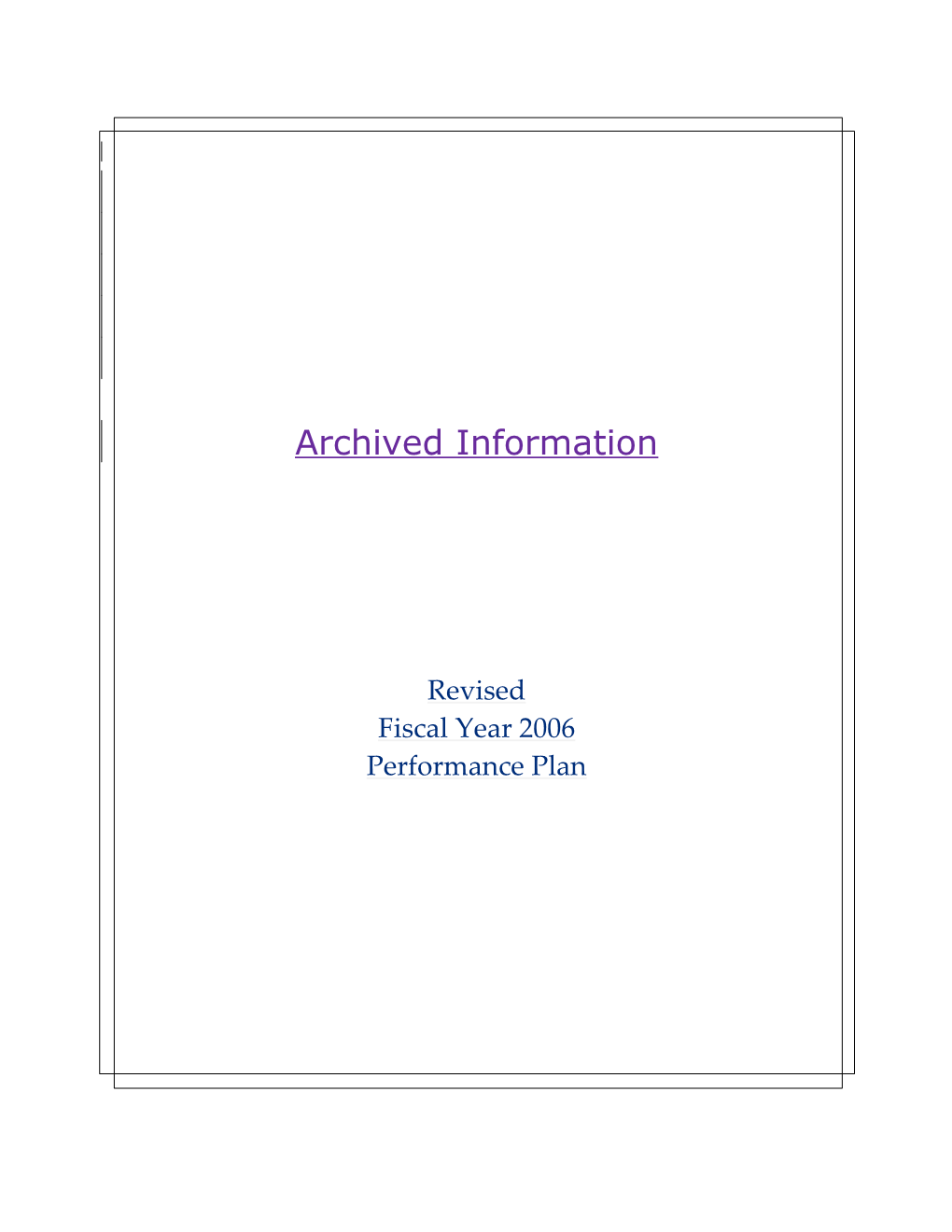 Archvied: Revised FY 2006 Performance Plan (Msword)