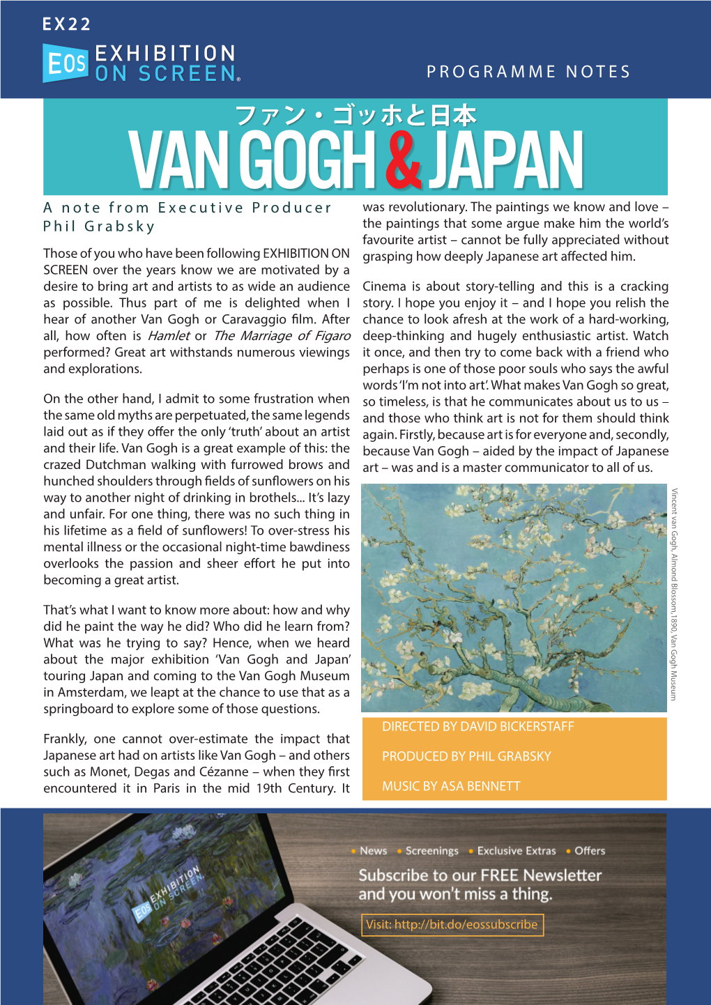 PROGRAMME NOTES VAN GOGH & JAPAN a Note from Executive Producer Was Revolutionary