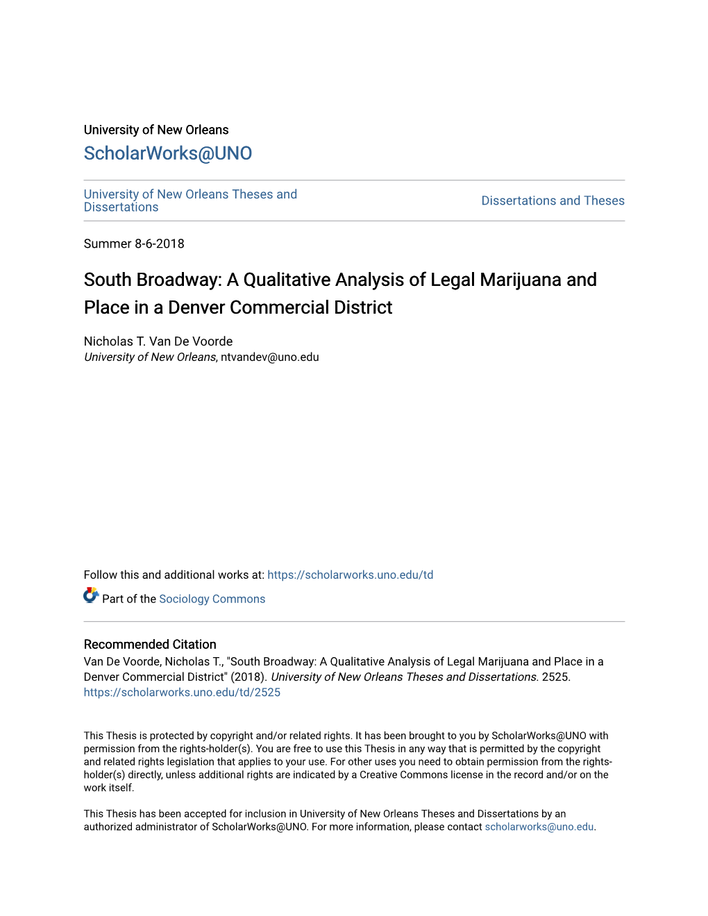 South Broadway: a Qualitative Analysis of Legal Marijuana and Place in a Denver Commercial District