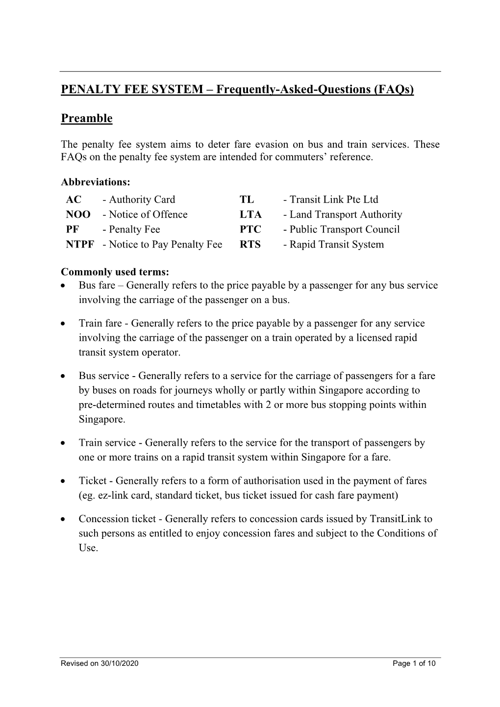 PENALTY FEE SYSTEM – Frequently-Asked-Questions (Faqs)