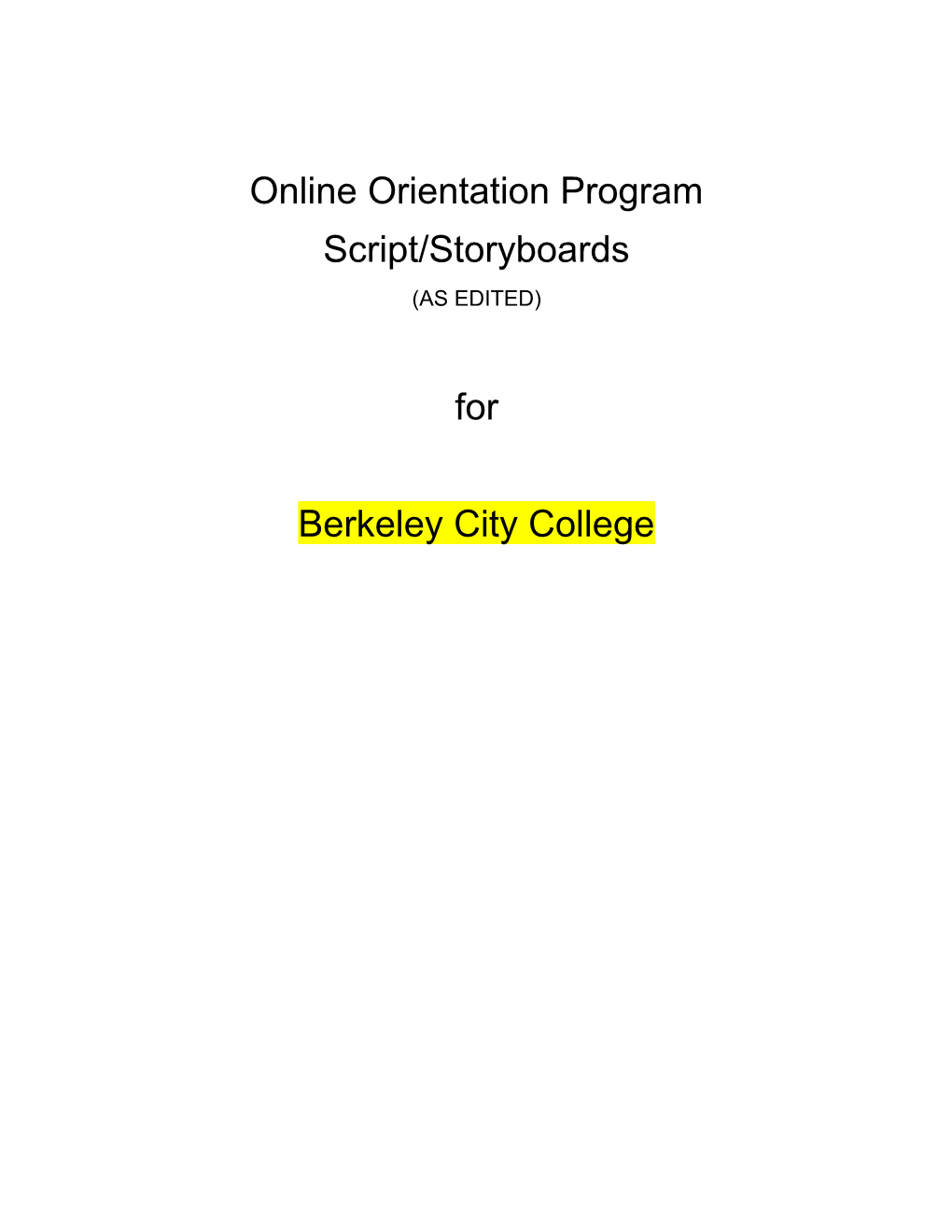 Online Orientation Program