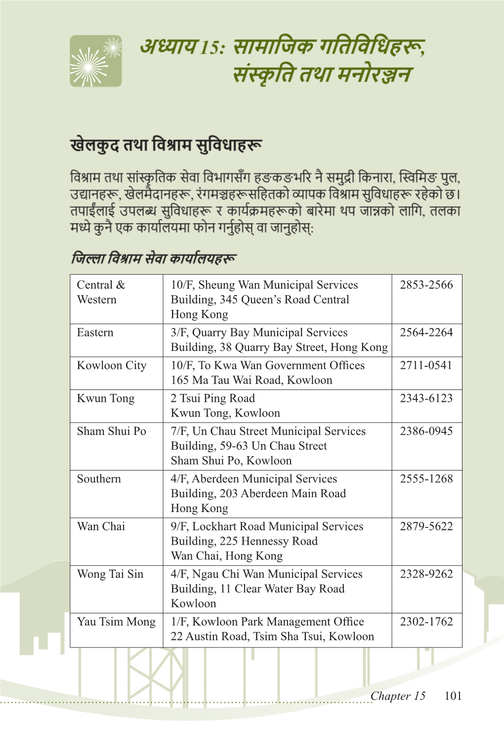 Chapter 15 101 Central & 10/F, Sheung Wan Municipal Services