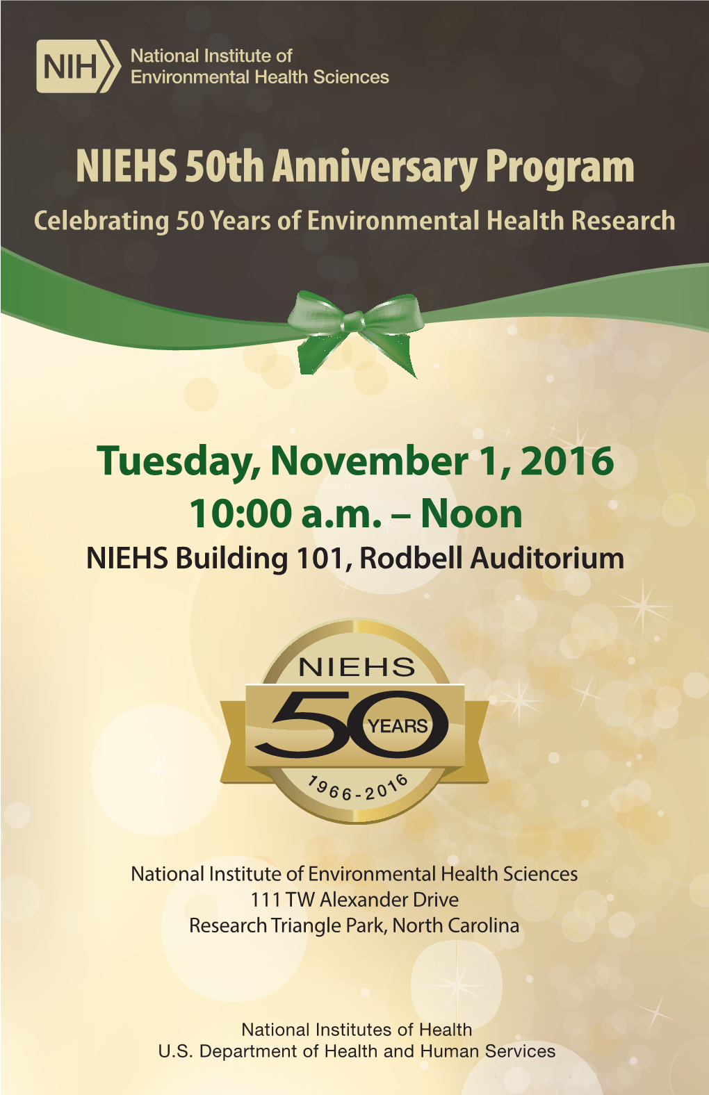 NIEHS 50Th Anniversary Program Celebrating 50 Years of Environmental Health Research