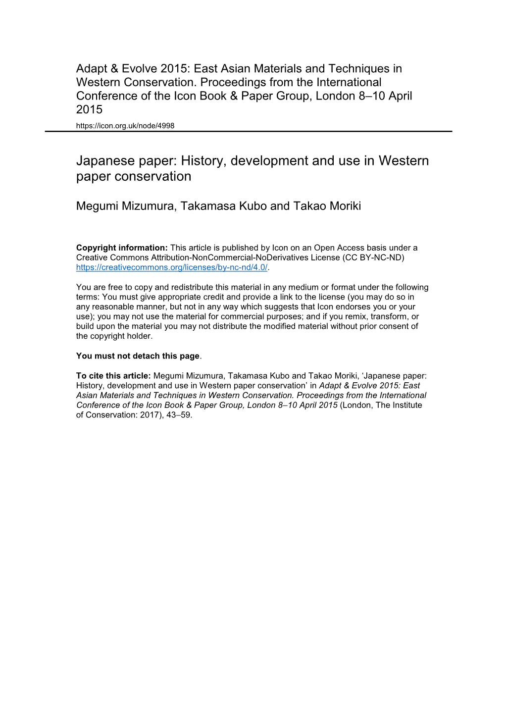 Japanese Paper: History, Development and Use in Western Paper Conservation