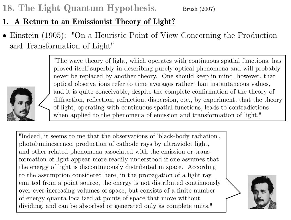 18. the Light Quantum Hypothesis. Brush (2007) 1