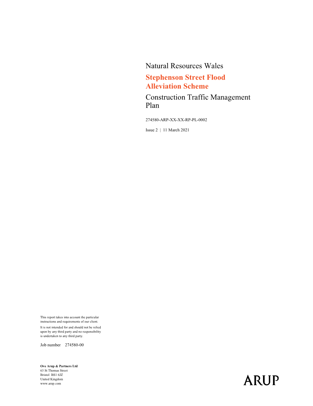 Natural Resources Wales Stephenson Street Flood Alleviation Scheme Construction Traffic Management Plan