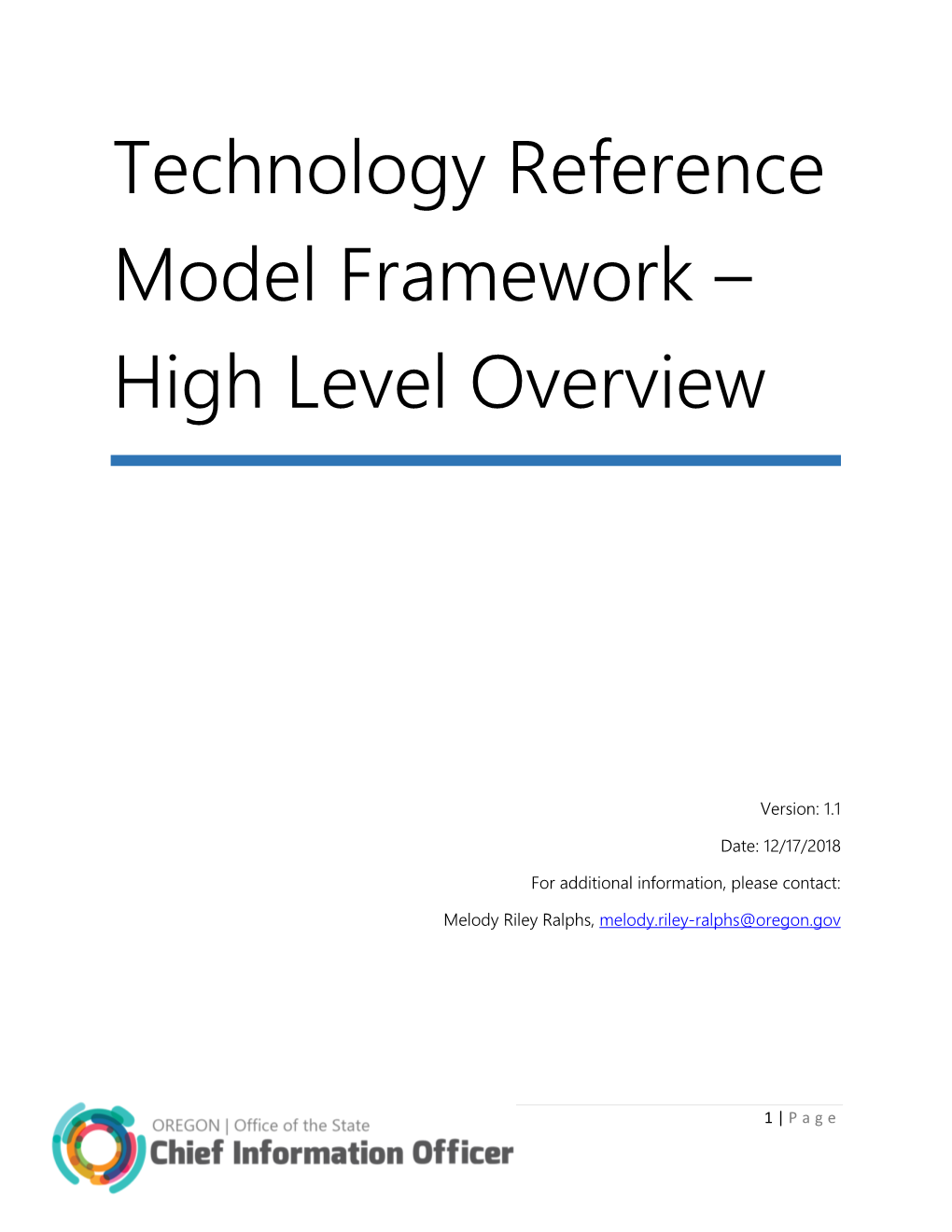 Technology Reference Model Framework – High Level Overview