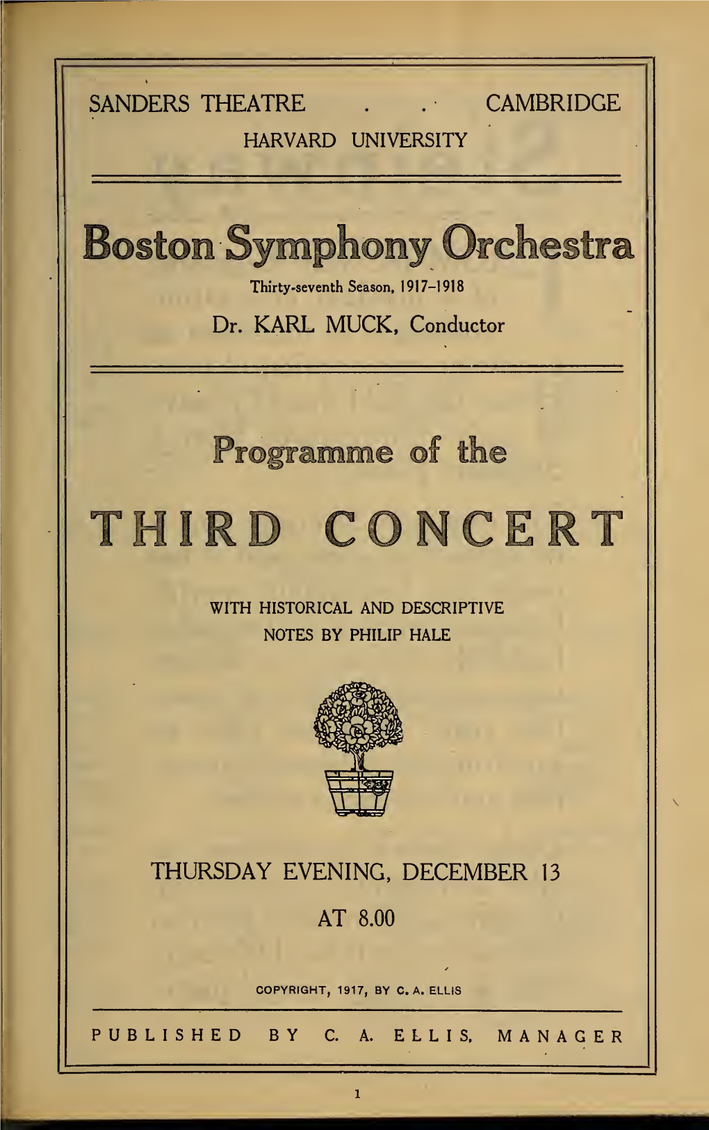 Boston Symphony Orchestra Concert Programs, Season 37,1917