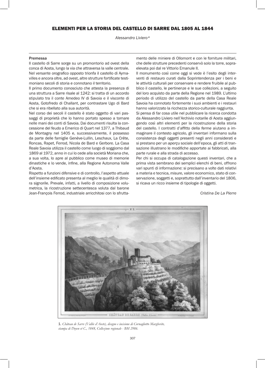 Elementi Per La Storia Del Castello Di Sarre Dal 1805 Al 1844