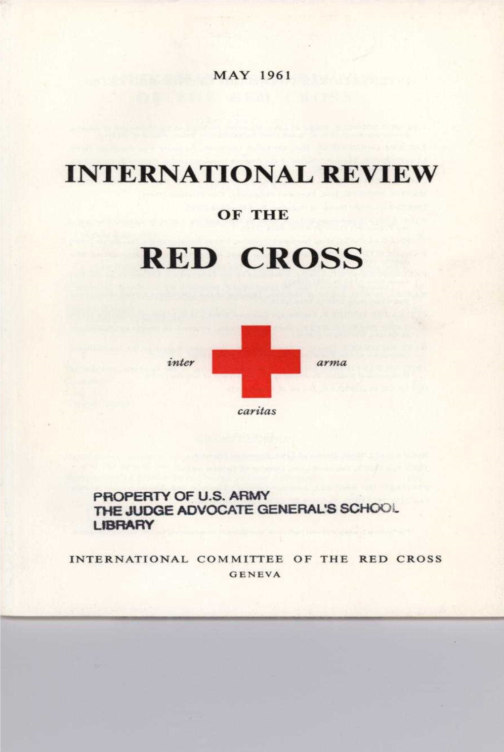 International Review of the Red Cross, May 1961, First Year