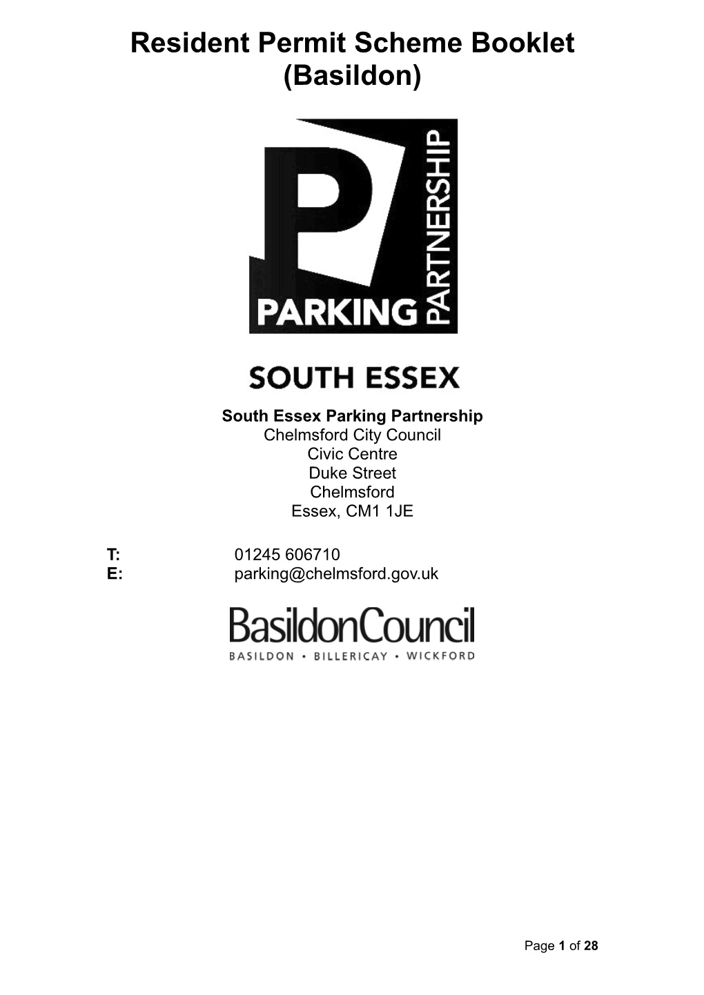 Resident Permit Scheme Booklet (Basildon)